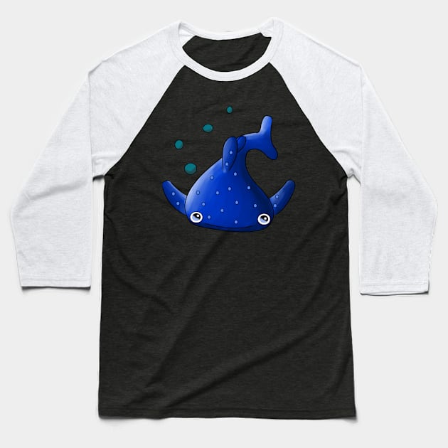 Kawaii Blue Whale Baseball T-Shirt by cmjshop